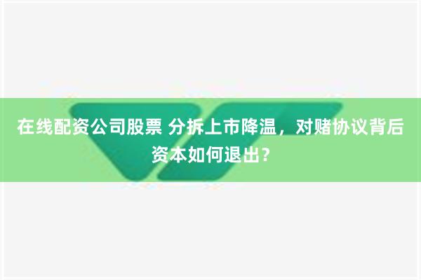 在线配资公司股票 分拆上市降温，对赌协议背后资本如何退出？