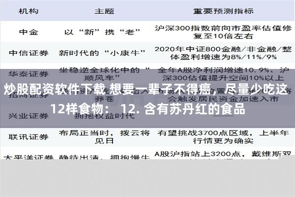 炒股配资软件下载 想要一辈子不得癌，尽量少吃这 12样食物： 12. 含有苏丹红的食品