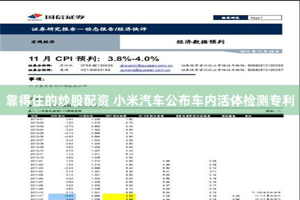 靠得住的炒股配资 小米汽车公布车内活体检测专利